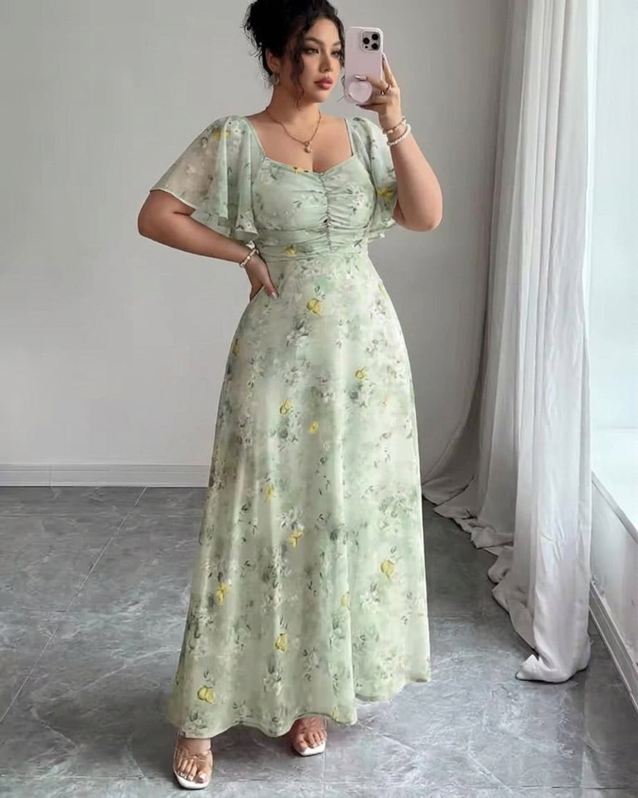 Women's Slim Fit Summer Dress with Ruffle Sleeves