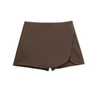 Women's Wrap Skort with Elastic Waist and Built-In Shorts