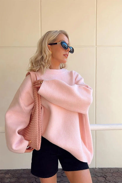 Oversized Sweater | Roze Dames trui met cozy fit en zachte stof