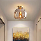 Noraya | Modern Copper Glass Ceiling Light with E27 Fitting for Hallway and Bedroom Lighting
