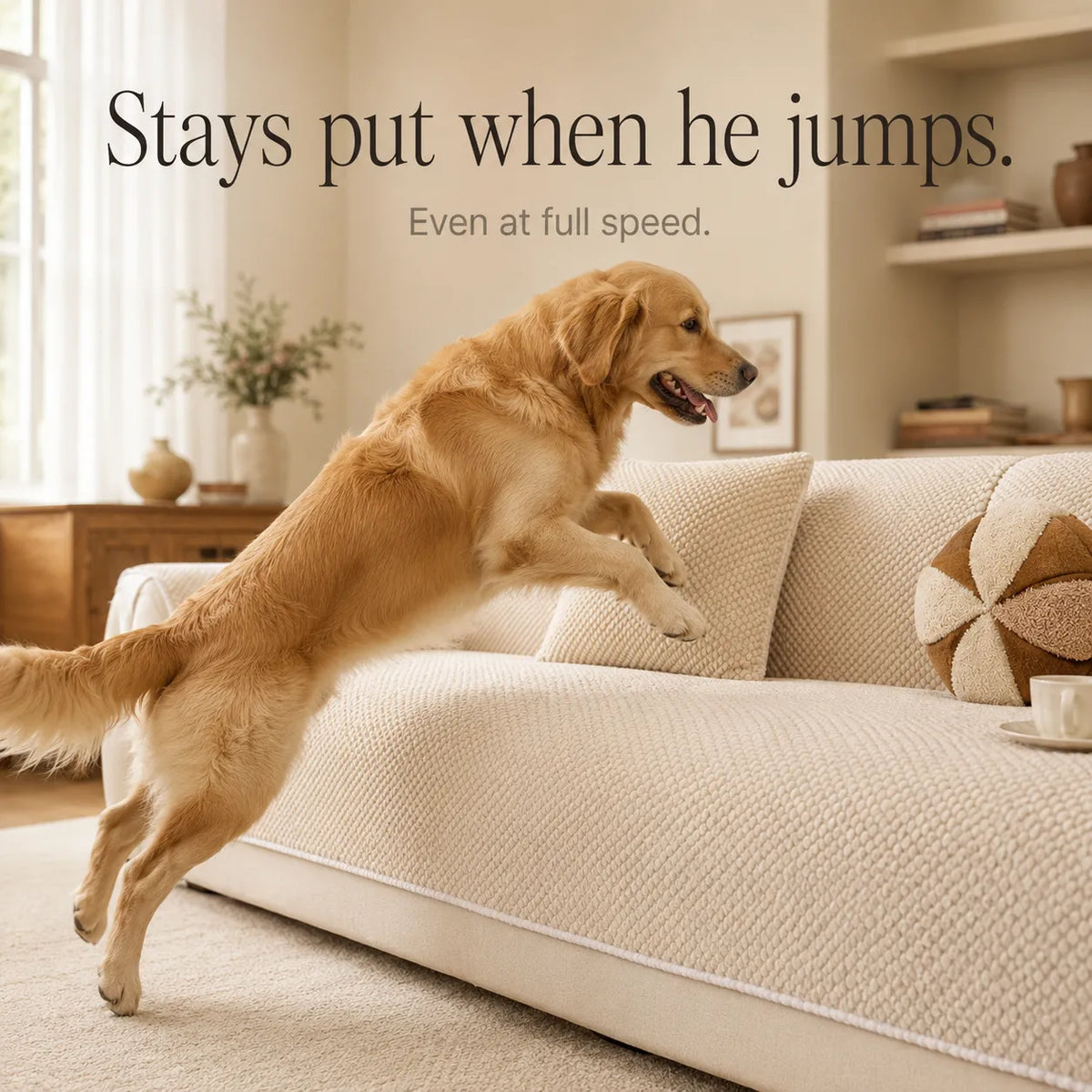 Non-Slip Pet Sofa Cover - Plush Grip-Backed Couch Protector