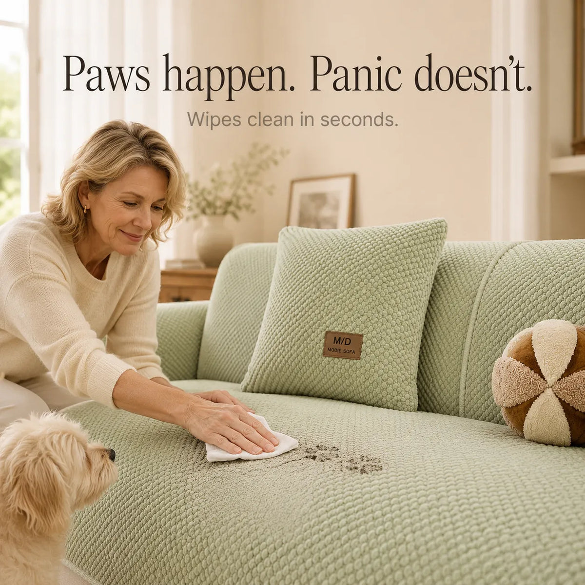 Non-Slip Pet Sofa Cover - Plush Grip-Backed Couch Protector