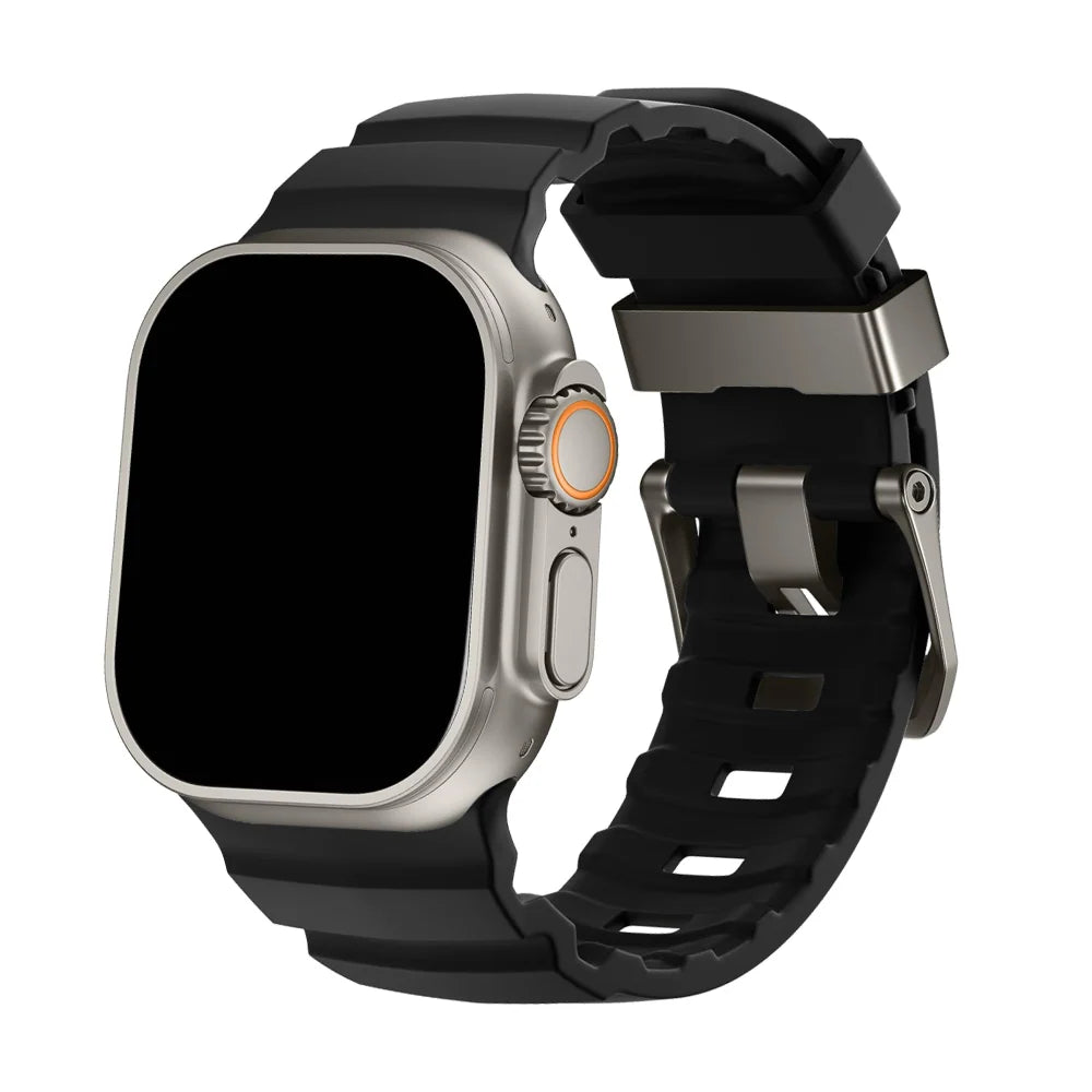 Silicone Sport Watch Strap with Titanium Buckle - Apple Watch Compatible