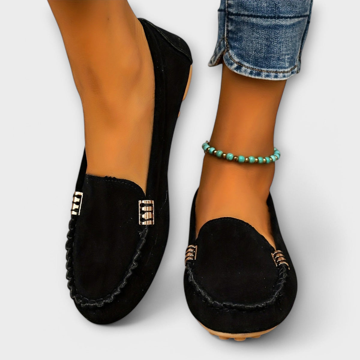 Women's Slip-On Moccasin Shoes with Supportive Cushioned Sole