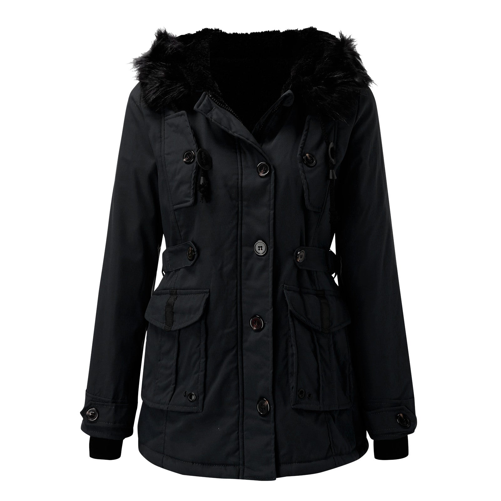 Women's Thick Parka Coat with Hood - Winter Jacket