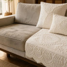 Plush Botanical Texture Couch Cover with Non-Slip Backing