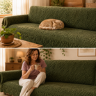 Plush Botanical Texture Couch Cover with Non-Slip Backing