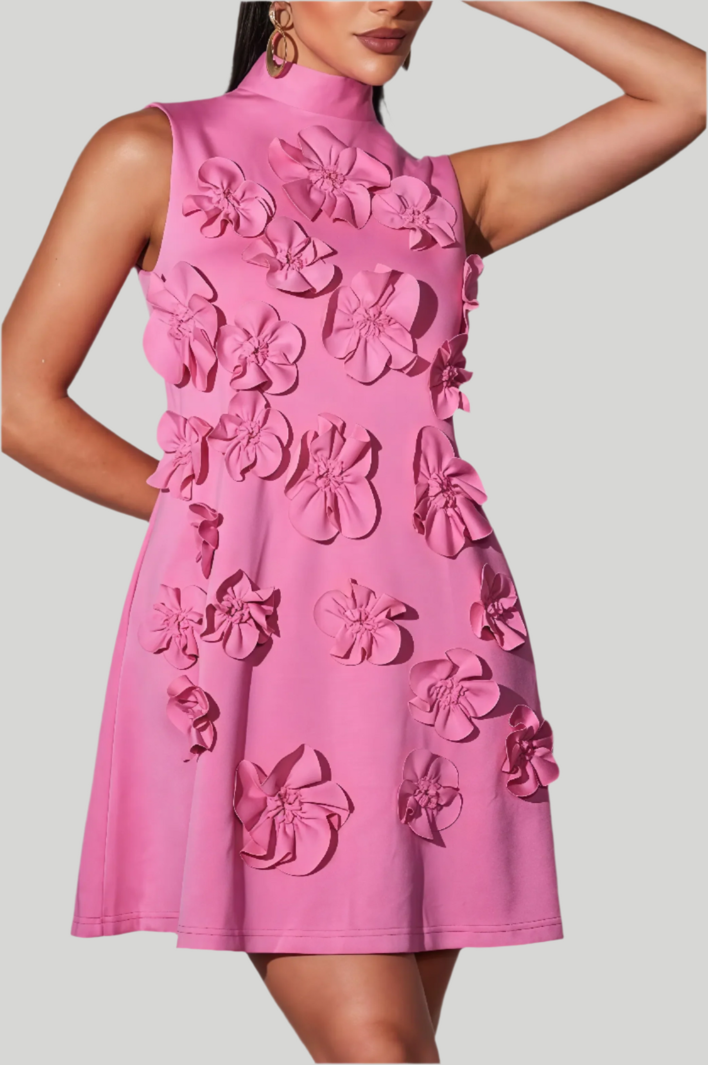 Barbera | Dames Mouwloze Mini Jurk met Vrolijke Bloemenprint