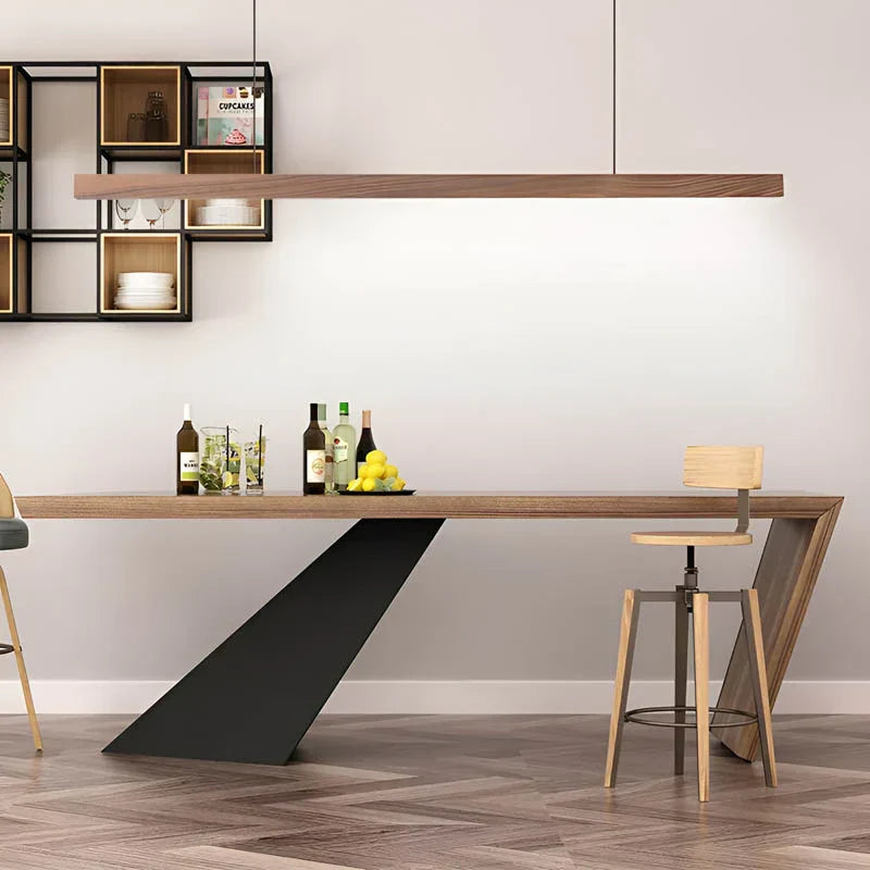Wooden LED Pendant Light with Slim Linear Bar Shade