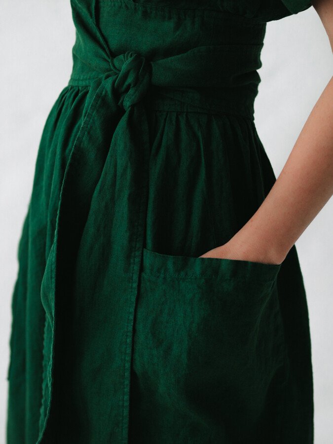 Neda | Dames Linnen Wikkeljurk met V-hals en Strikceintuur – Natuurlijk Elegant voor Warme Dagen