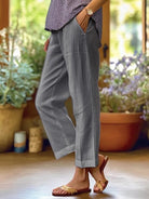 Women's Tapered Leg Trousers with Elastic Waist and Pockets