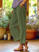 Women's Tapered Leg Trousers with Elastic Waist and Pockets