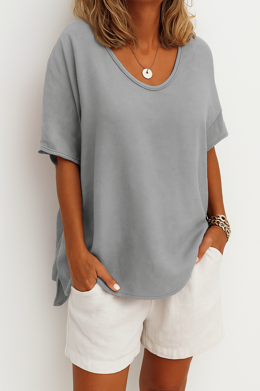 Vianne | Dames Linnen T-shirt met Relaxte Pasvorm – Licht, Ademend en Casual Chic