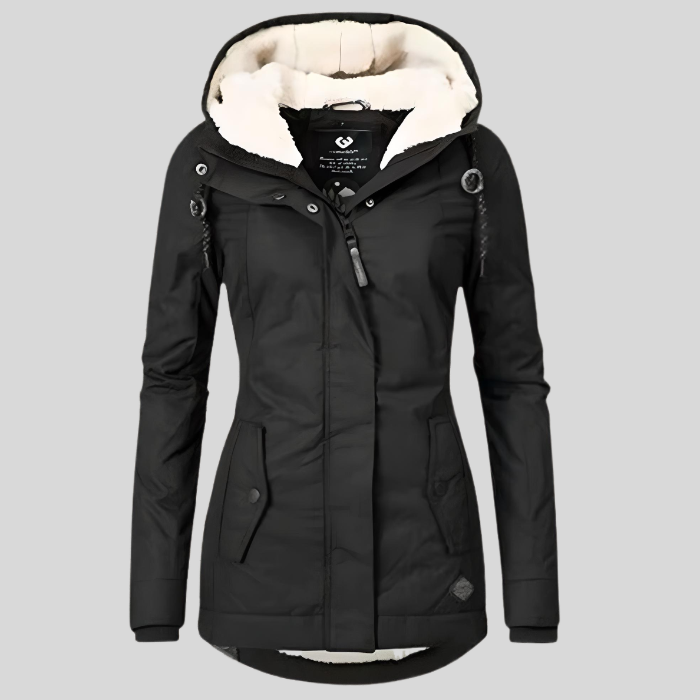 Women's Long Waterproof Winter Coat with Hood and Warm Lining