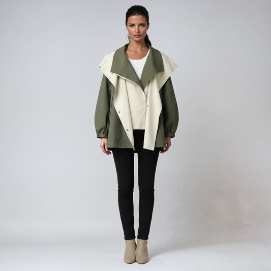 Dames Waterdichte Regenjas – Hoge ritsluiting, regenkleding voor dagelijks gebruik en woon-werk