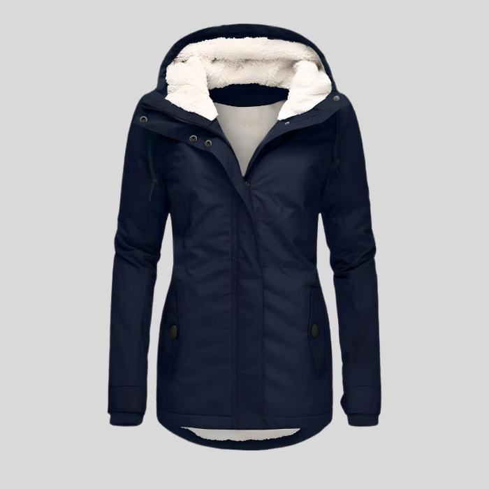 Women's Long Waterproof Winter Coat with Hood and Warm Lining
