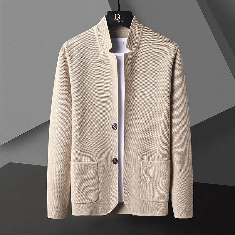 Women's Knit Cardigan with Stand Collar