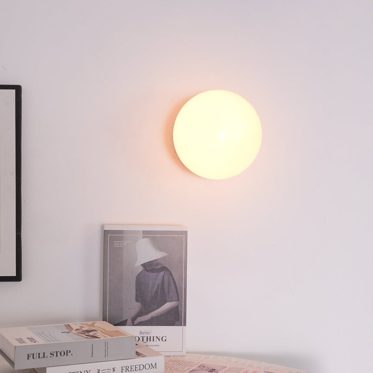 Glass Wall Sconce – Modern Metal Frame for Living Room