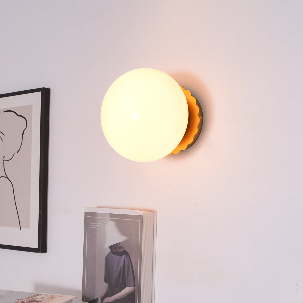 Glass Wall Sconce – Modern Metal Frame for Living Room