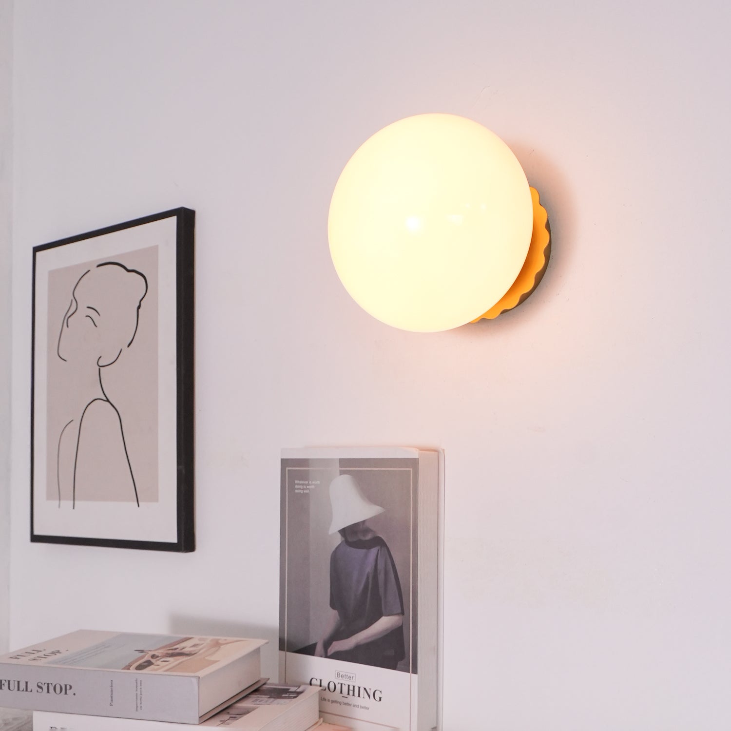 Glass Wall Sconce – Modern Metal Frame for Living Room