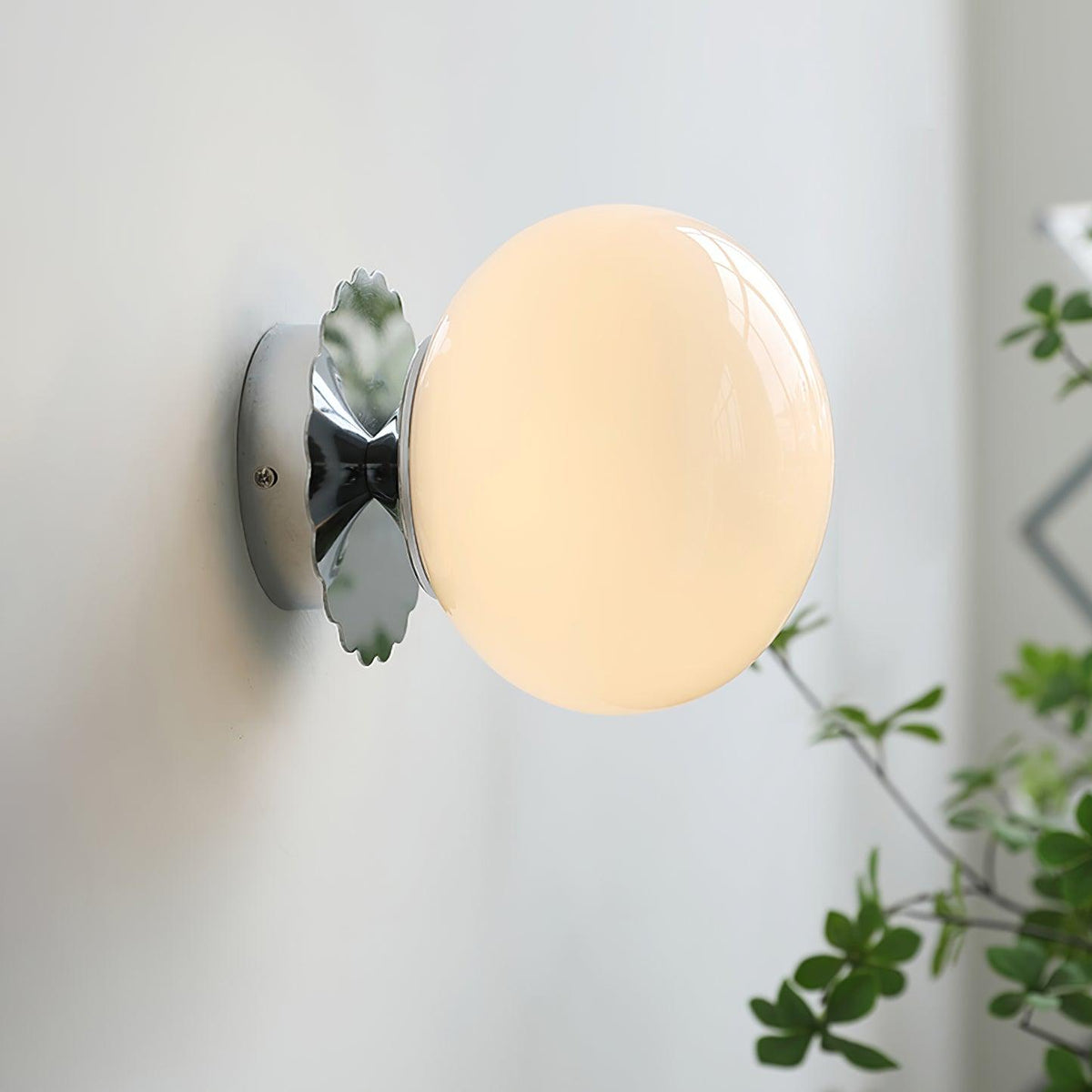 Glass Wall Sconce – Modern Metal Frame for Living Room