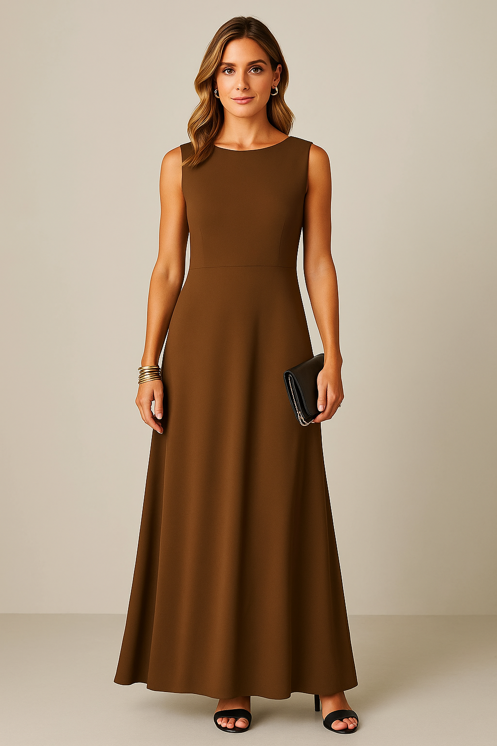 Hester | Dames Mouwloze Halflange Jurk met Relaxte Pasvorm – Minimalistisch Design & Ademend Materiaa