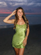 Women's Satin Sequin Mini Slip Dress – Cocktail Dress