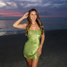 Women's Satin Sequin Mini Slip Dress – Cocktail Dress