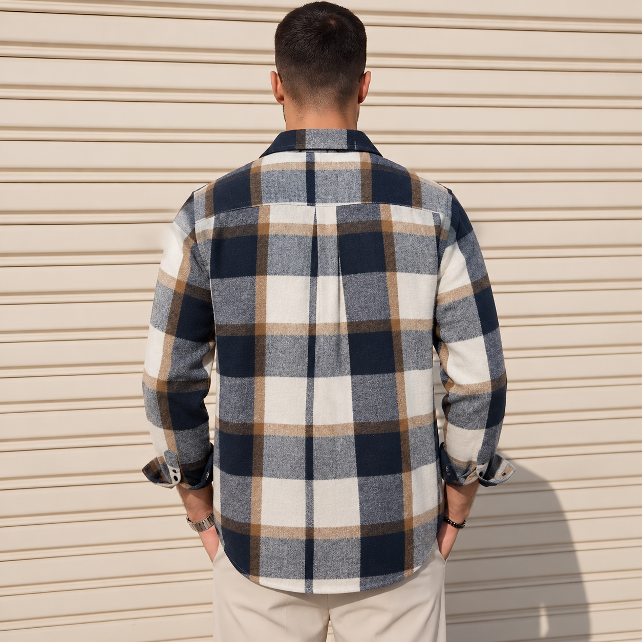 Men's Plaid Flannel Shirt Button-Down Long Sleeve