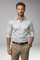 Men's Slim Fit Shirt with Button Placket and Classic Collar