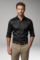 Men's Slim Fit Shirt with Button Placket and Classic Collar