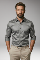 Men's Slim Fit Shirt with Button Placket and Classic Collar