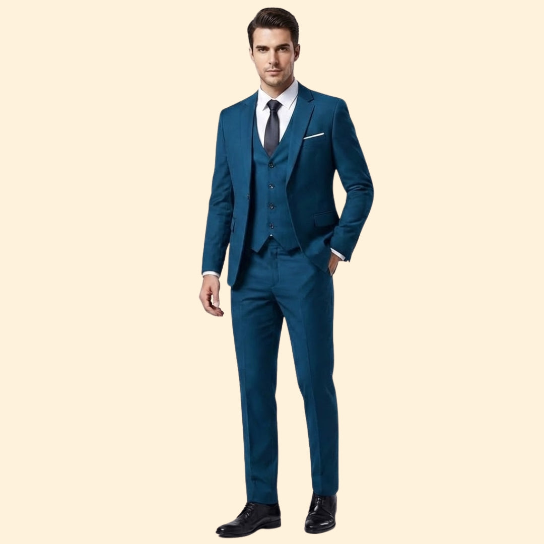 Men's Three-Piece Suit Set – Blazer, Vest & Trousers