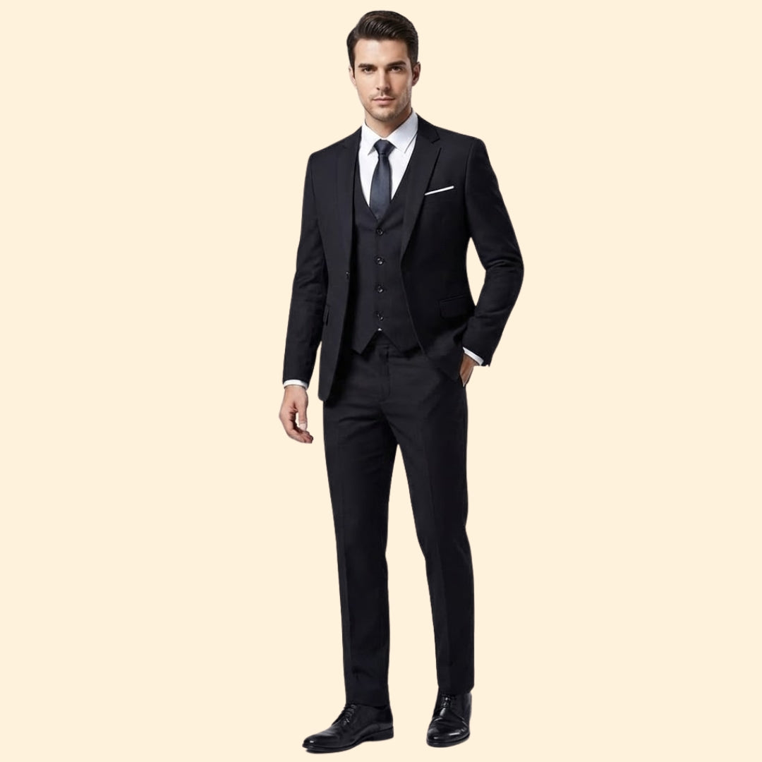 Men's Three-Piece Suit Set – Blazer, Vest & Trousers