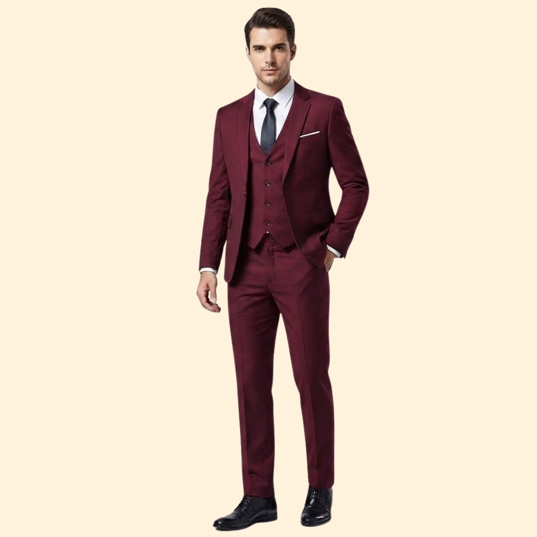Men's Three-Piece Suit Set – Blazer, Vest & Trousers