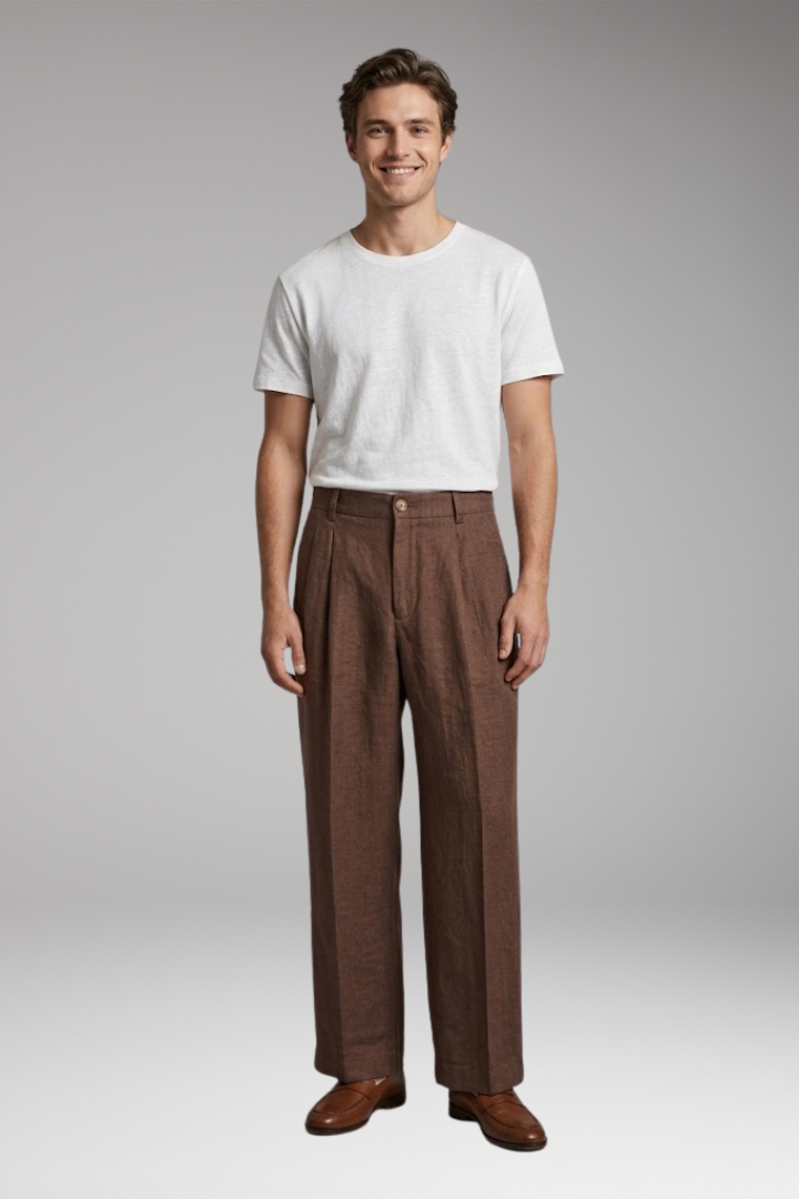 Men's Wide-Leg Linen Trousers with Relaxed, Breathable Fit