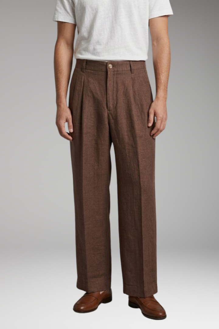 Men's Wide-Leg Linen Trousers with Relaxed, Breathable Fit