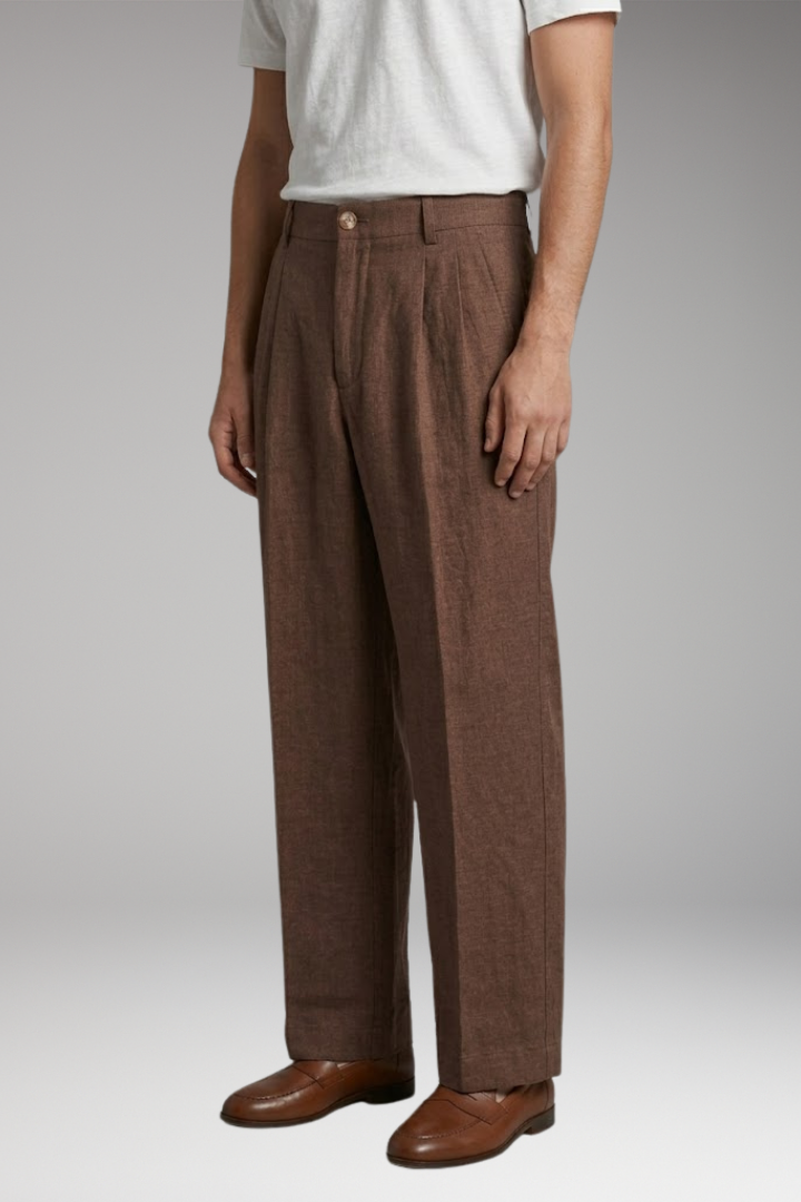 Men's Wide-Leg Linen Trousers with Relaxed, Breathable Fit