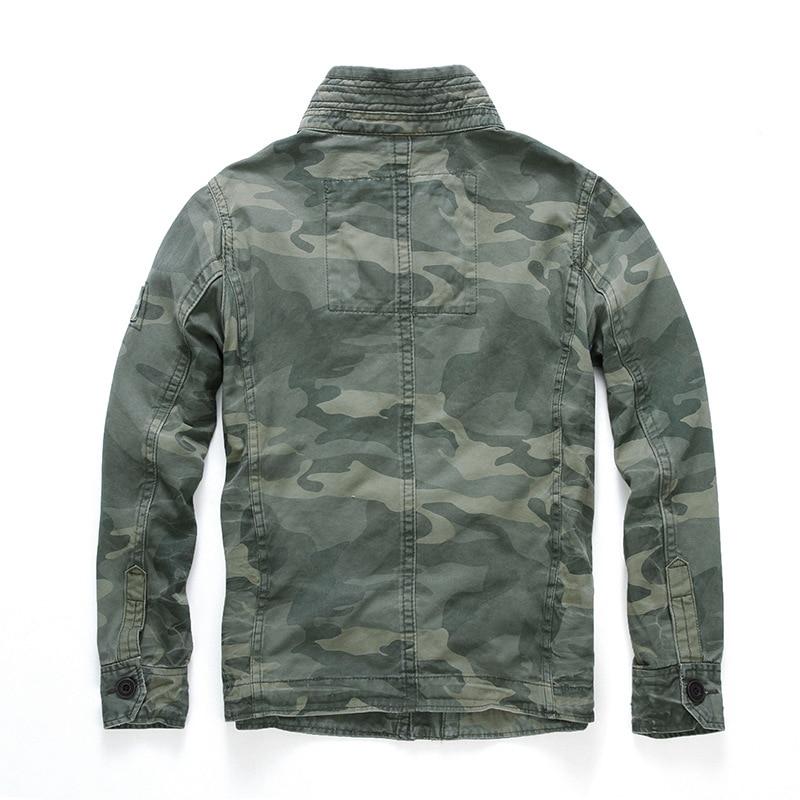 Men's Short Camouflage Military Jacket – Button-Up Collar