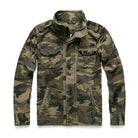 Men's Short Camouflage Military Jacket – Button-Up Collar