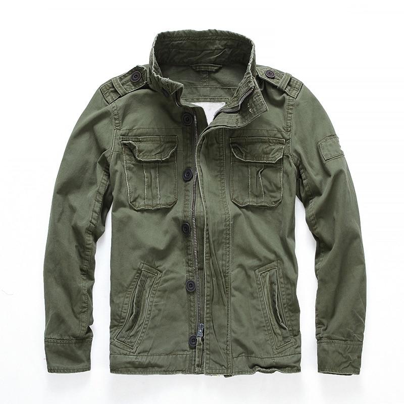Men's Short Camouflage Military Jacket – Button-Up Collar