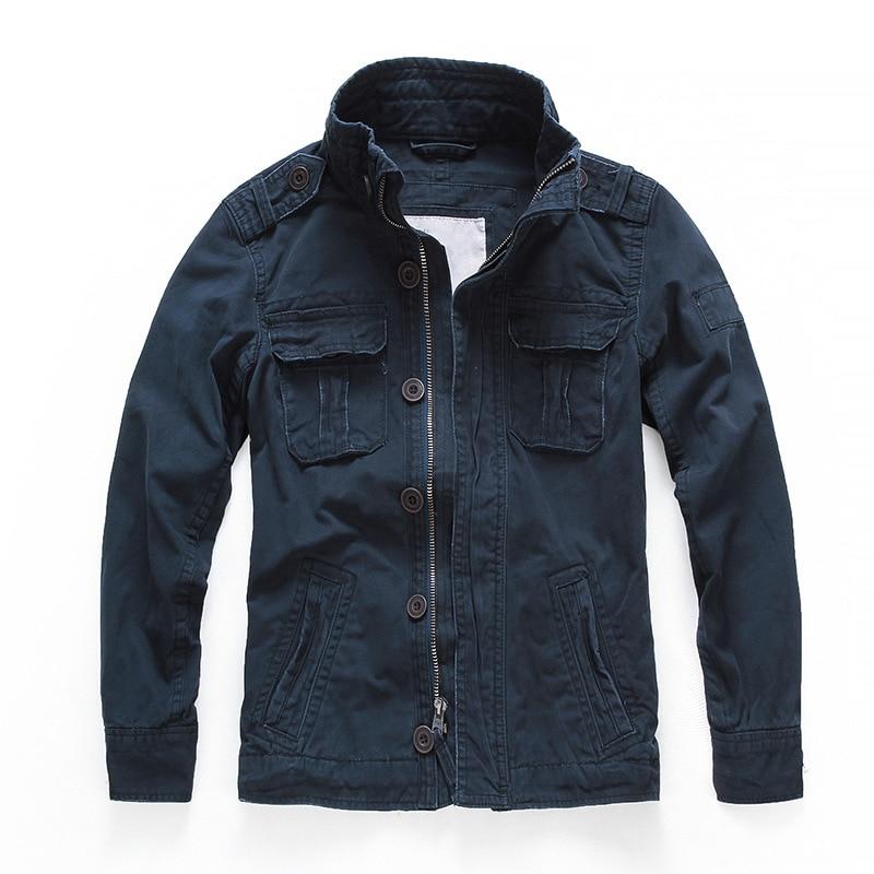 Men's Short Camouflage Military Jacket – Button-Up Collar