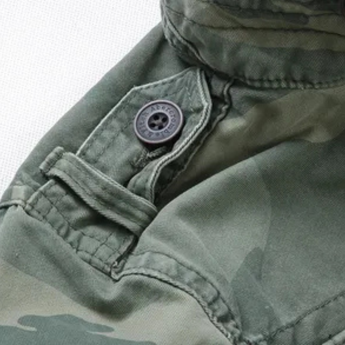 Men's Short Camouflage Military Jacket – Button-Up Collar