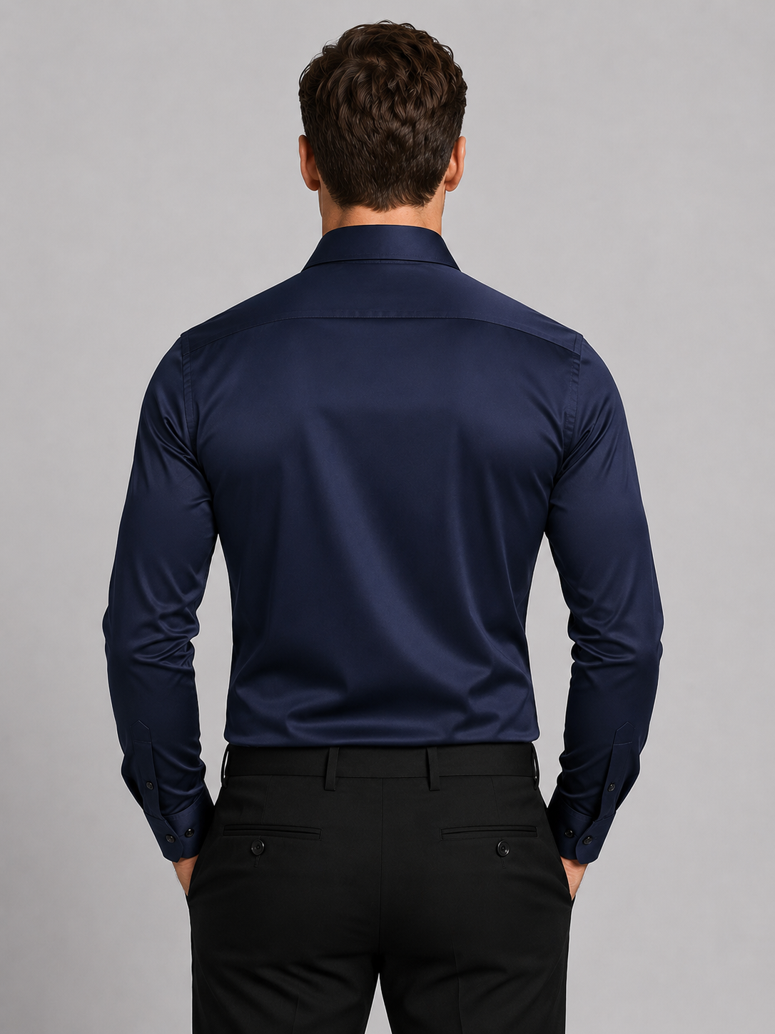 Men's Slim Fit Shirt Satin-Effect Stretch Fabric Smart Casual