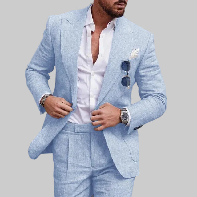 Men's Linen Wedding Suit - Slim Fit Summer Blazer Set