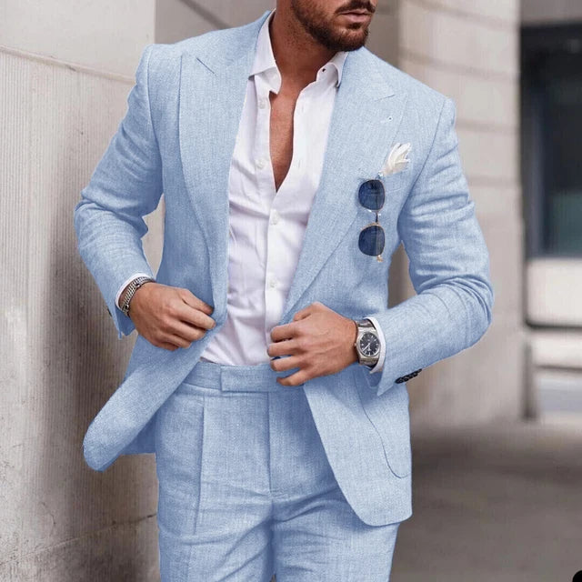 Men's Linen Wedding Suit - Slim Fit Summer Blazer Set