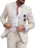 Men's Linen Wedding Suit - Slim Fit Summer Blazer Set