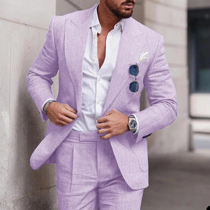 Men's Linen Wedding Suit - Slim Fit Summer Blazer Set