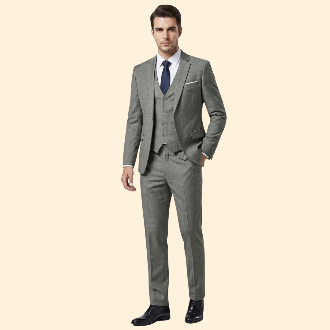 Men's Three-Piece Suit Set – Blazer, Vest & Trousers