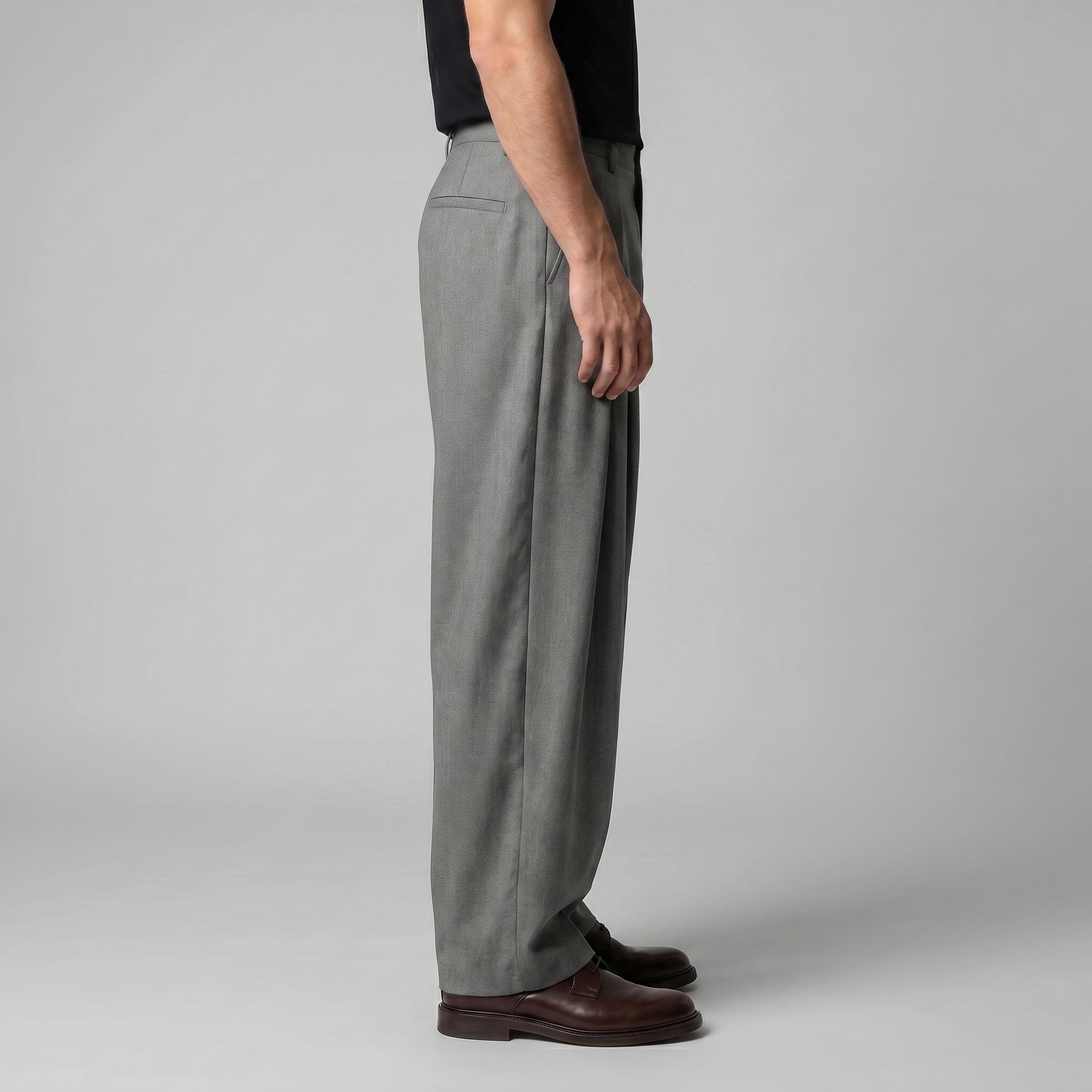 Men's Tailored Wide-Leg Trousers with Pleated Front